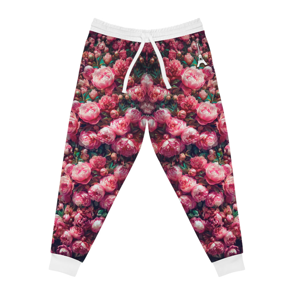 PARIZ Pink Peonies Joggers (white trim)