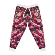 PARIZ Pink Peonies Joggers (white trim)
