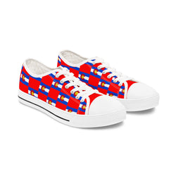 Checkered Colorado Flag Women's Low Top Sneakers (Red Background)