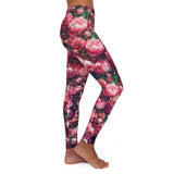 PARIZ Pink Peonies Leggings (white logo)