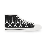 PARIZ Eiffel Tower Men's High Top Sneakers (Black with White)