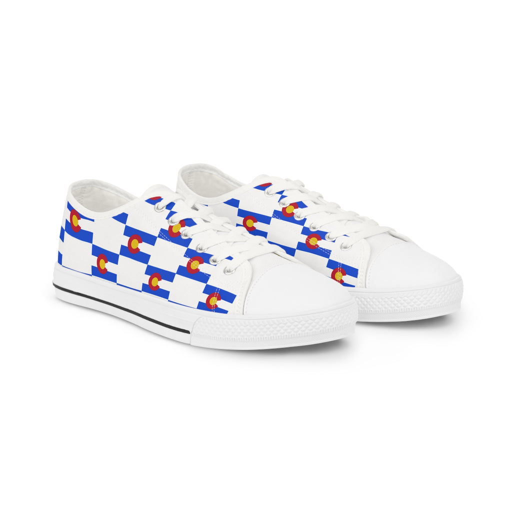 Colorado Checkered Flag Men's Low Tops (white background)