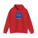 Blue Bear Hoodie with Colorado Flag Bowtie - Cozy Graphic Sweatshirt