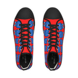 Blue Bear Men's High Top Sneakers (Red background)