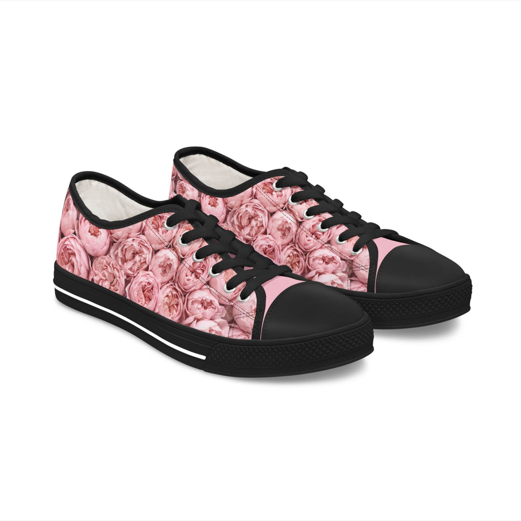 PARIZ Pastel Pink Peony Women's Low Top Sneakers