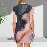 PARIZ - Marble Elegance T-Shirt/Dress - Trendy Casual Style