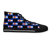 Colorado Checkered Flag Women's High Tops (black background)