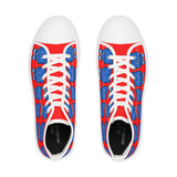 Blue Bear Men's High Top Sneakers (Red background)