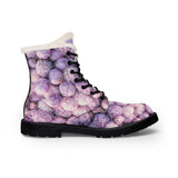 PARIZ Lavender Peonies Women's Fur-Lined Leather Boots