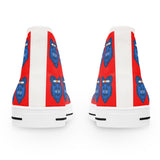 Blue Bear Women's High Tops (Red background)