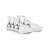 PARIZ Eiffel Tower Men's High Top Sneakers (White with Black)