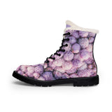 PARIZ Lavender Peonies Women's Fur-Lined Leather Boots