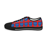 Blue Bear Men's Low Top Sneakers (Red background)