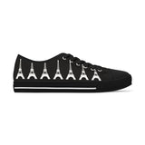 PARIZ Eiffel Tower Women's Low Top Sneakers (black with white)
