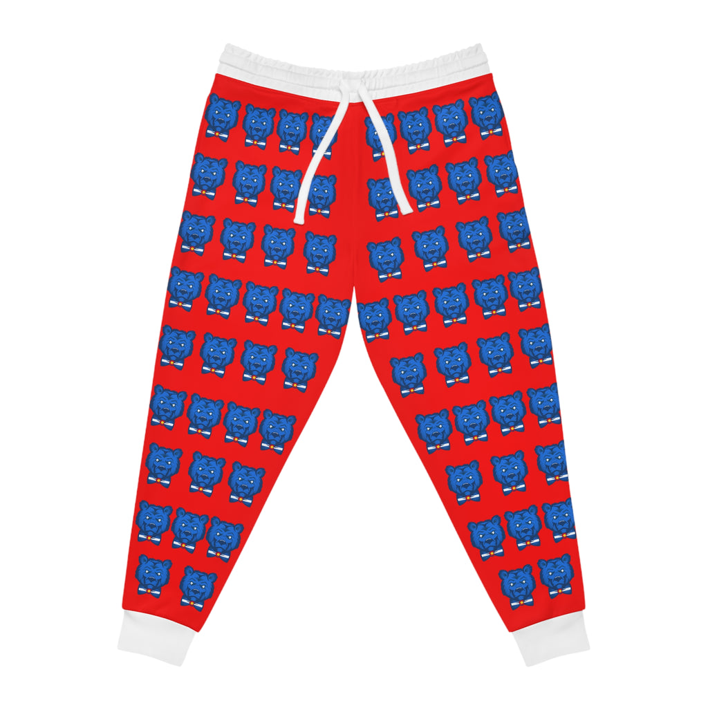 ZeLimited Blue Bear Men's Athletic Joggers (Red with White)