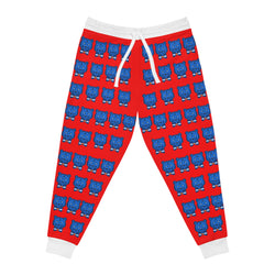 ZeLimited Blue Bear Men's Athletic Joggers (Red with White)
