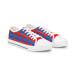 Blue Bear Men's Low Top Sneakers (Red background)