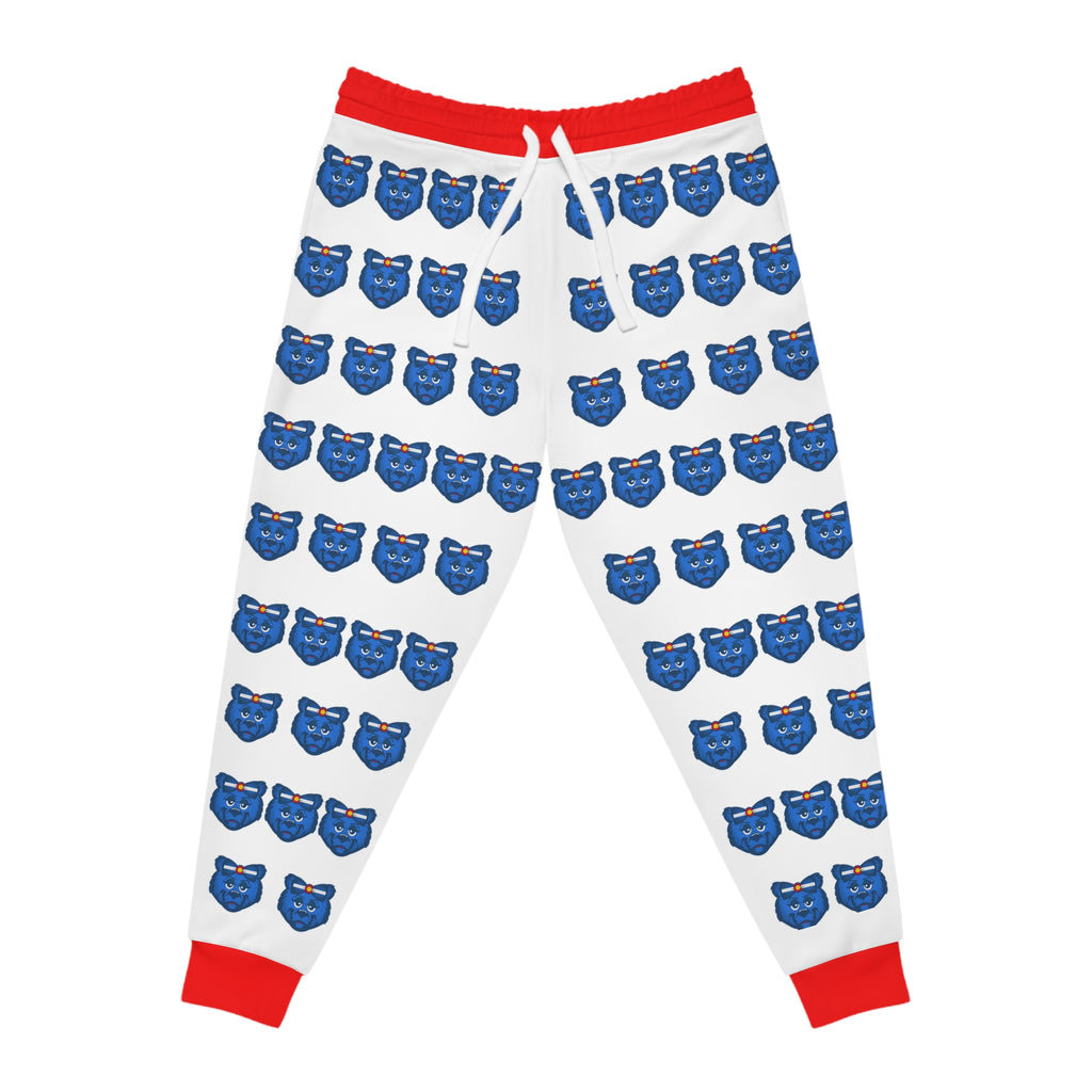 ZeLimited Blue Bear Women's Athletic Joggers (White with Red)