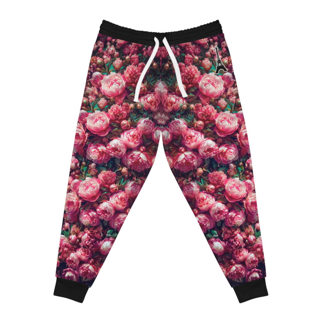 PARIZ Pink Peonies Joggers (Black trim)