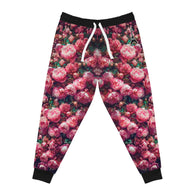 PARIZ Pink Peonies Joggers (Black trim)