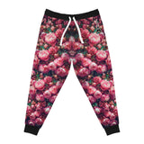 PARIZ Pink Peonies Joggers (Black trim)