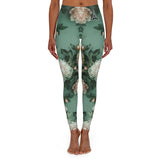 PARIZ Pale Blush and Creamy White Peonies Leggings (Black Logo)