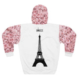 PARIZ Pastel Pink Peonies Hoodie (White with Peonies)