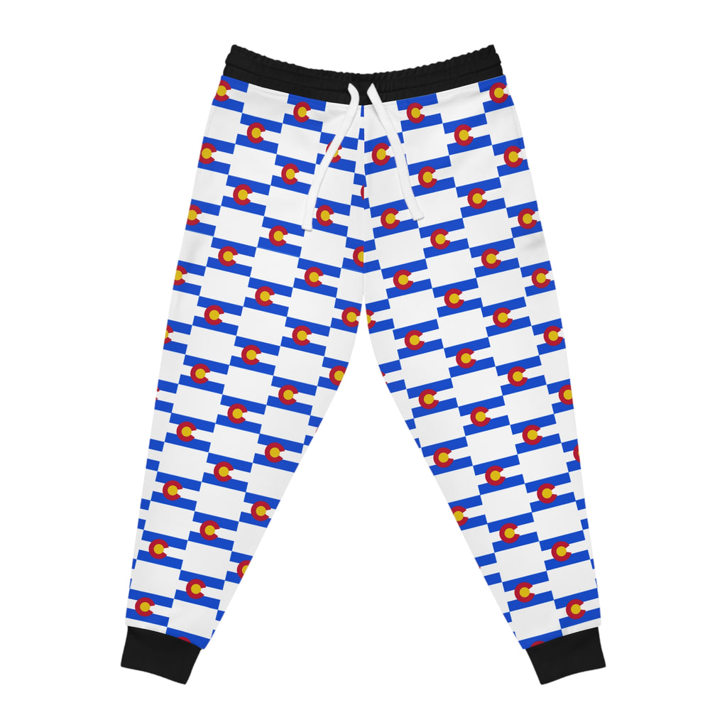 ZeLimited Colorado Checkered Flag Athletic Joggers (Black with White)