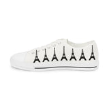PARIZ Eiffel Tower Men's Low Top Sneakers (White with Black)