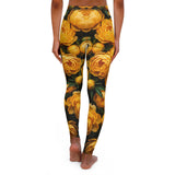 PARIZ Yellow Peonies Leggings (White Logo)