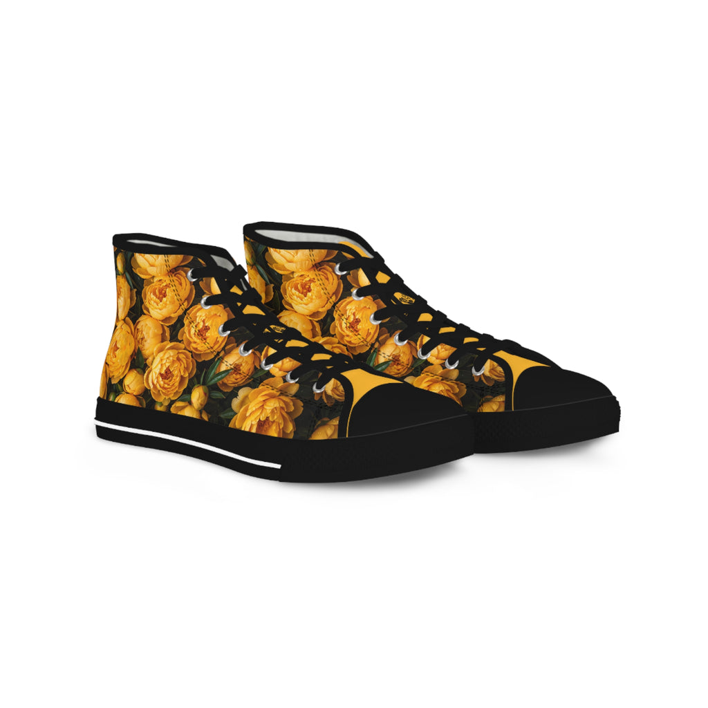 PARIZ Yellow Peonies Men's High Top Sneakers