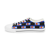 Colorado Checkered Flag Men's Low Top Sneakers (Black background)