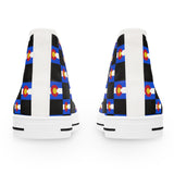 Colorado Checkered Flag Women's High Tops (black background)