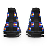 Colorado Checkered Flag Women's High Tops (black background)
