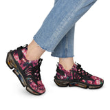 PARIZ Pink Peonies Women's Athletic Sneakers