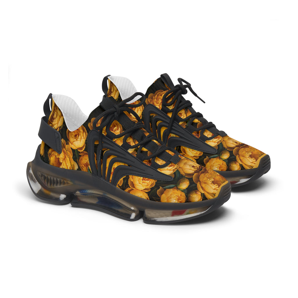 PARIZ Yellow Peonies Women's Athletic Sneakers