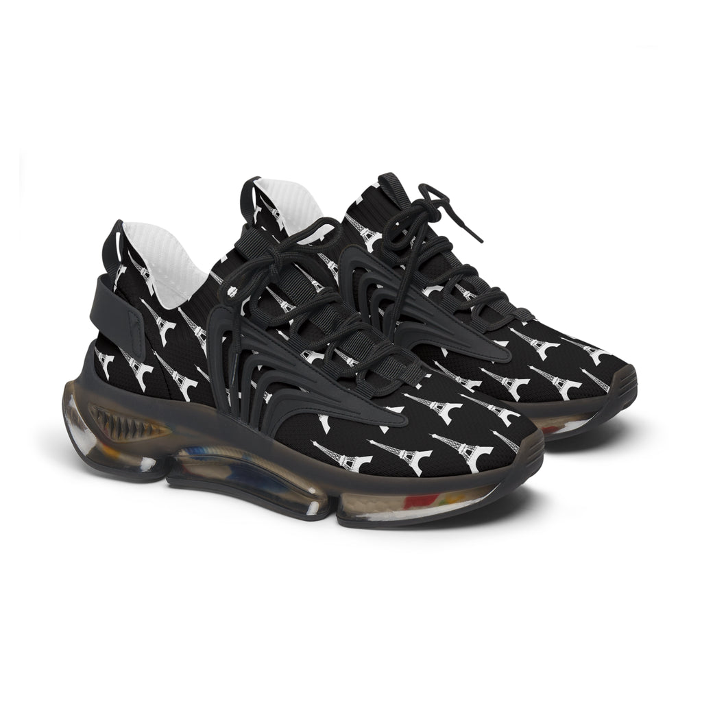PARIZ Eiffel Tower Women's Mesh Sneakers (Black with White)