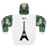 PARIZ Pale Blush and Creamy White Peonies Hoodie (White with Peonies)