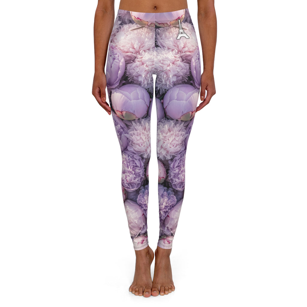 PARIZ Lavender Peonies Leggings (white logo)