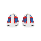 Blue Bear Men's Low Top Sneakers (Red background)