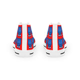 Blue Bear Men's High Top Sneakers (Red background)