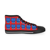 Blue Bear Men's High Top Sneakers (Red background)