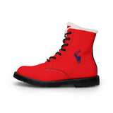 ZeLimited Male Elk Silhouette Men's Fur-Lined Boots (Red 2)