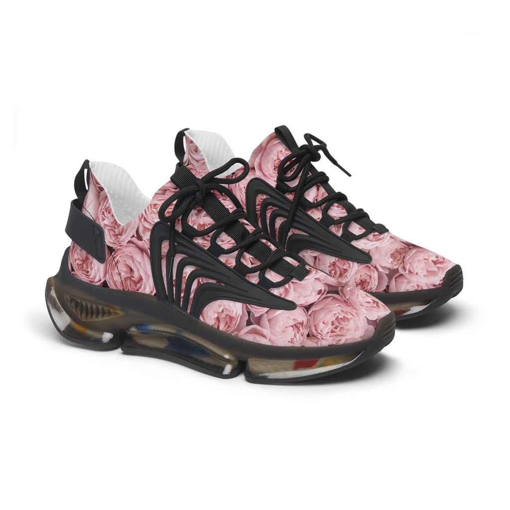 PARIZ Pastel Pink Peonies Women's Athletic Sneakers