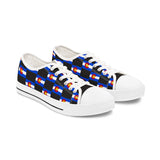 Checkered Colorado Flag Women's Low Top Sneakers (Black Background)