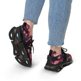 PARIZ Pink Peonies Women's Athletic Sneakers