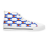 Colorado Checkered Flag Women's High Tops (white background)