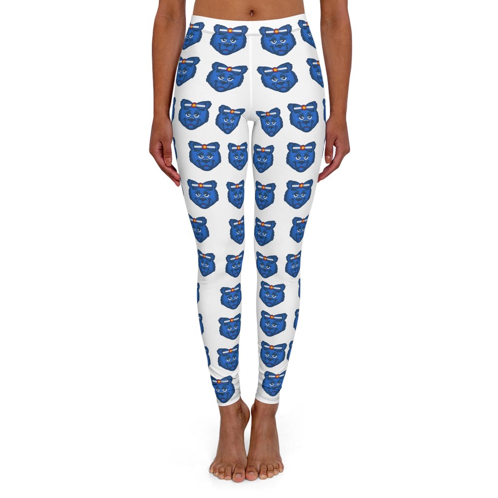 ZeLimited Blue Bear Women's White All-Over Print Leggings
