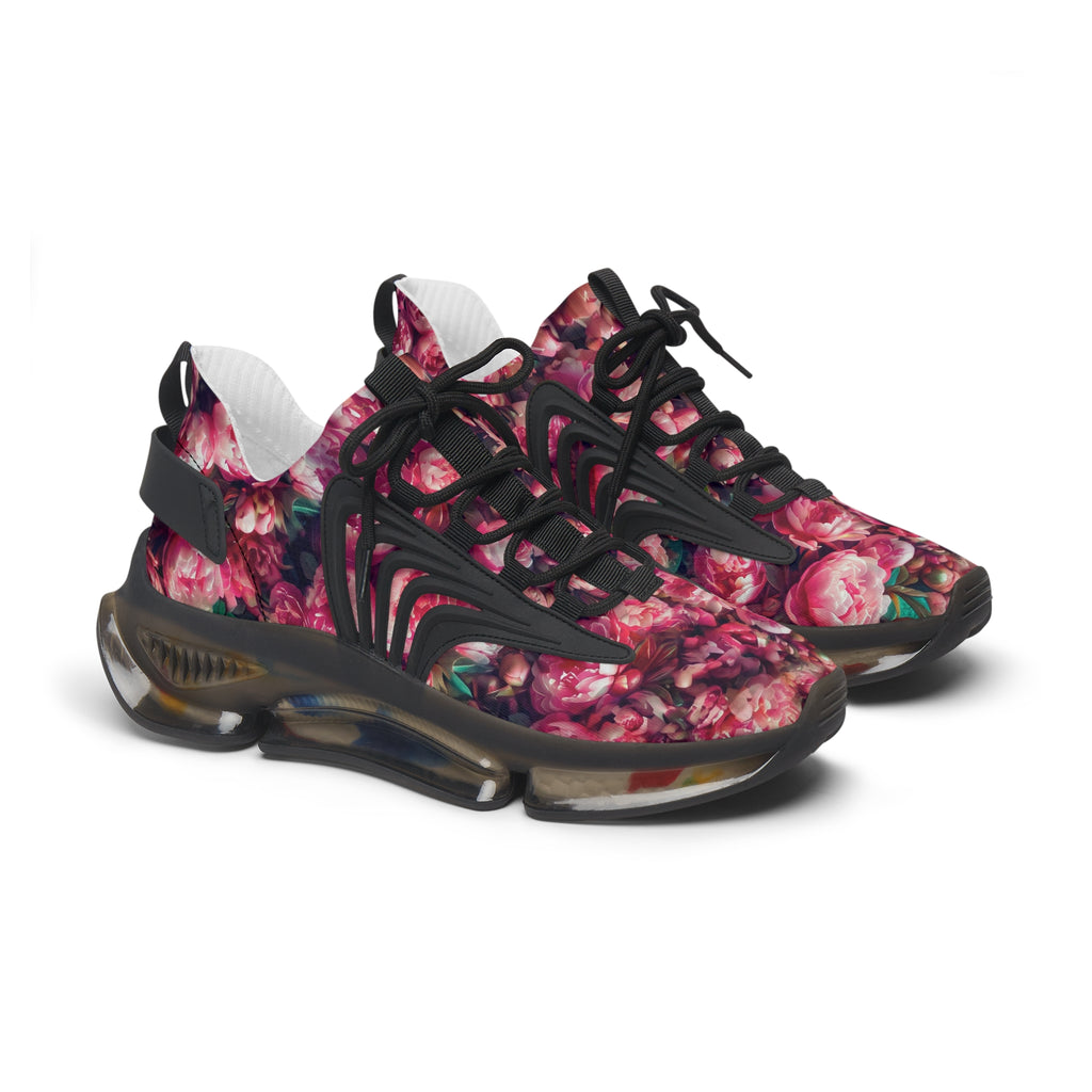 PARIZ Pink Peonies Women's Athletic Sneakers