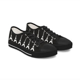 PARIZ Eiffel Tower Women's Low Top Sneakers (black with white)